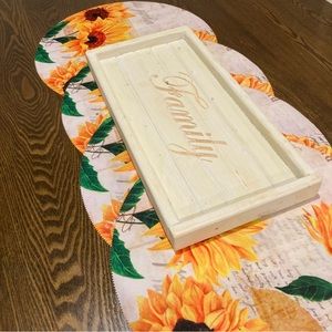 Handmade Wooden Centerpiece “Family”  Engraved Serving Tray Coffee Table Tray